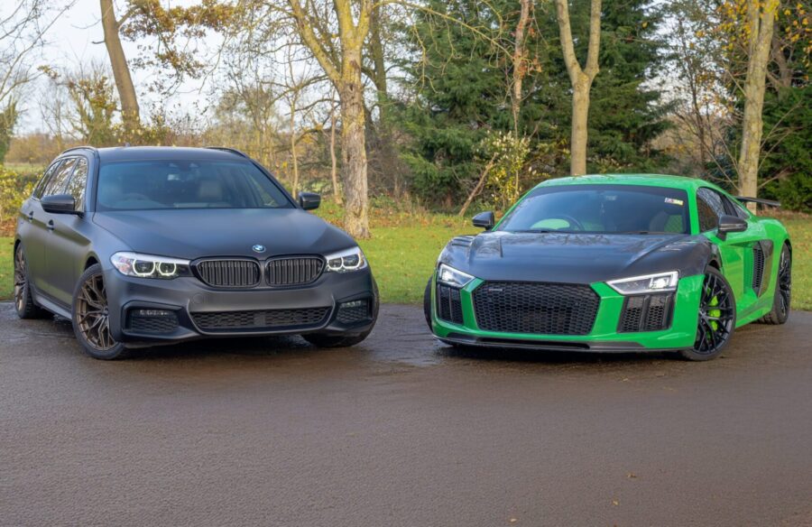 Audi R8 + BMW 5 Series